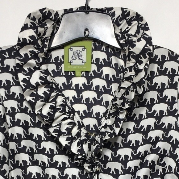 Elizabeth McKay Elephant Print Silk Blouse 2 - Picture 8 of 8